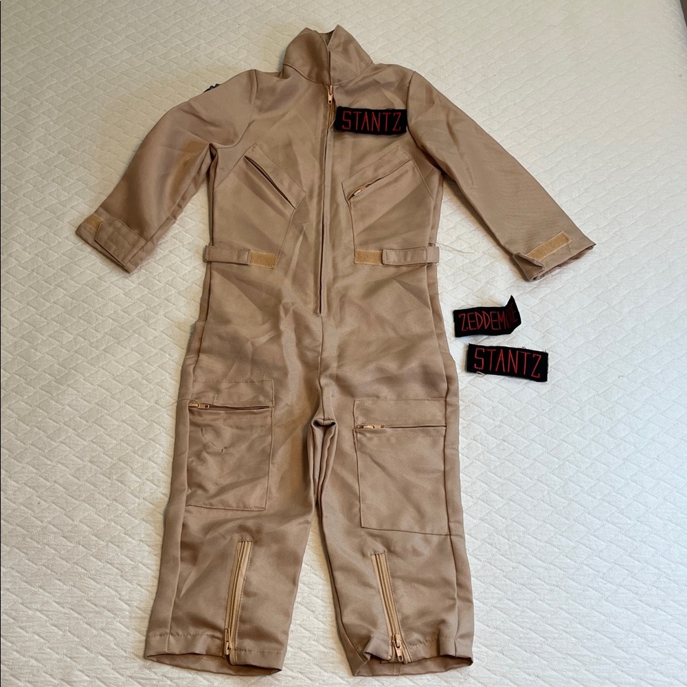 Ghostbusters Stantz/zeddmore Tan Jumpsuit with Patches, kids size XS
